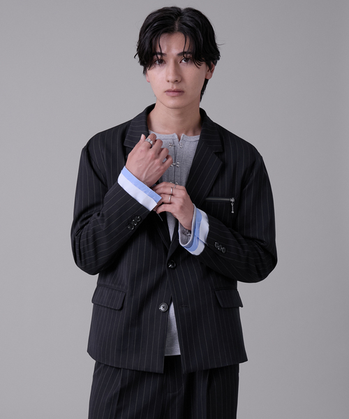 EVOLVERA(エボルヴェラー)の「Layered Single-Tailored Jacket / レイヤードシングルテーラードジャケット(テーラードジャケット・メンズ・ブラック/ネイビー系1・M/L)」の9枚目の写真