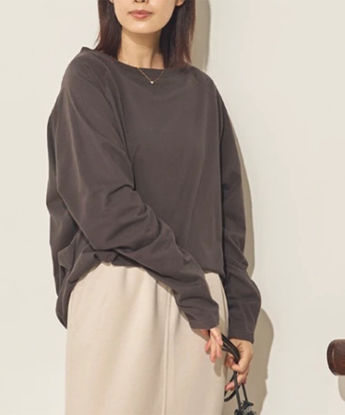 SETUP7(セットアップセブン)の「【SETUP7】バイオポリウォッシュラグランバックタックプルオーバー SPD(Tシャツ/カットソー・レディース・チャコールグレー/ホワイト/ブラック/ブラウン・FREE)」の11枚目の写真