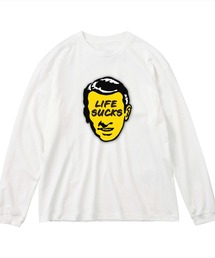 NOBOUND(ノーバウンド) 長袖Tシャツ フェイスイラスト バッドロゴ プリント ビッグシルエット 5.6オンス ビッグTシャツ メンズ レディース ユニセックス ストリート