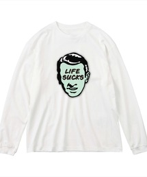 NOBOUND(ノーバウンド) 長袖Tシャツ フェイスイラスト バッドロゴ プリント ビッグシルエット 5.6オンス ビッグTシャツ メンズ レディース ユニセックス ストリート