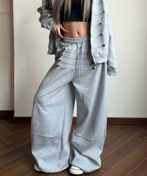AsRiRe(アスリレイ)の「26aw ナポレオデザイン/ユニセックススウェットワイドパンツ(スウェットパンツ・レディース・ブラック/グレー・M)」の3枚目の写真