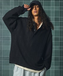 《UNISEX》コットンバルファレースプライムオーバーヘンリーネックロングスリーブニットTシャツ/Cotton Barfu Lace Prime-Over Henley Neck Long Sleeve Knit T-shirt【MAISON SPECIAL/メゾンスペシャル】