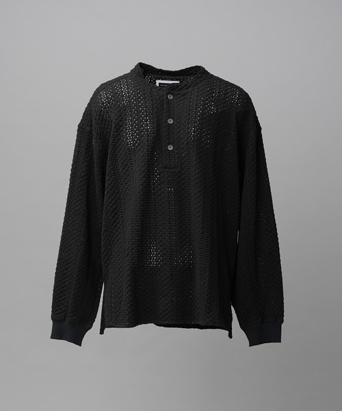 MAISON SPECIAL(メゾンスペシャル)の「《UNISEX》コットンバルファレースプライムオーバーヘンリーネックロングスリーブニットTシャツ/Cotton Barfu Lace Prime-Over Henley Neck Long Sleeve Knit T-shirt【MAISON SPECIAL/メゾンスペシャル】(Tシャツ/カットソー・メンズ・ブラック/アイボリー/オレンジ・1/0/2)」の18枚目の写真