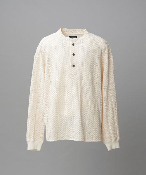 MAISON SPECIAL(メゾンスペシャル)の「《UNISEX》コットンバルファレースプライムオーバーヘンリーネックロングスリーブニットTシャツ/Cotton Barfu Lace Prime-Over Henley Neck Long Sleeve Knit T-shirt【MAISON SPECIAL/メゾンスペシャル】(Tシャツ/カットソー・メンズ・ブラック/アイボリー/オレンジ・1/0/2)」の19枚目の写真