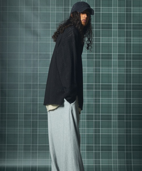 MAISON SPECIAL(メゾンスペシャル)の「《UNISEX》コットンバルファレースプライムオーバーヘンリーネックロングスリーブニットTシャツ/Cotton Barfu Lace Prime-Over Henley Neck Long Sleeve Knit T-shirt【MAISON SPECIAL/メゾンスペシャル】(Tシャツ/カットソー・メンズ・ブラック/アイボリー/オレンジ・1/0/2)」の13枚目の写真