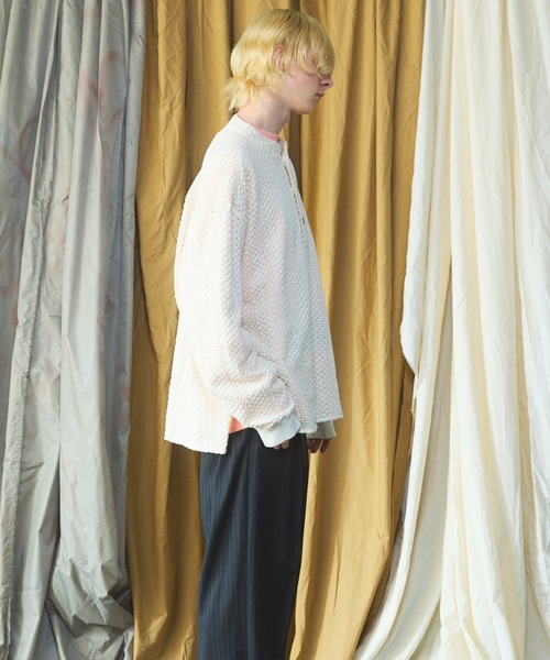 MAISON SPECIAL(メゾンスペシャル)の「《UNISEX》コットンバルファレースプライムオーバーヘンリーネックロングスリーブニットTシャツ/Cotton Barfu Lace Prime-Over Henley Neck Long Sleeve Knit T-shirt【MAISON SPECIAL/メゾンスペシャル】(Tシャツ/カットソー・メンズ・ブラック/アイボリー/オレンジ・1/0/2)」の16枚目の写真