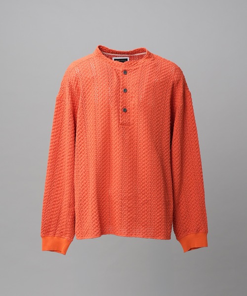 MAISON SPECIAL(メゾンスペシャル)の「《UNISEX》コットンバルファレースプライムオーバーヘンリーネックロングスリーブニットTシャツ/Cotton Barfu Lace Prime-Over Henley Neck Long Sleeve Knit T-shirt【MAISON SPECIAL/メゾンスペシャル】(Tシャツ/カットソー・メンズ・ブラック/アイボリー/オレンジ・1/0/2)」の20枚目の写真