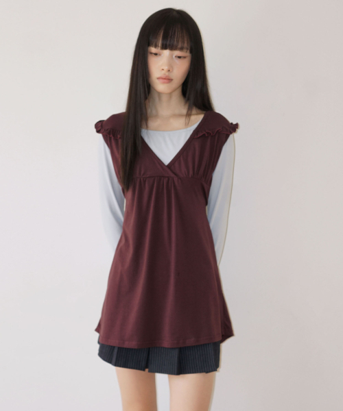 UGLY SHADOW(アグリーシャドウ)の「LUPL タイトップ(バーガンディ)(Tシャツ/カットソー・レディース・その他・FREE)」の2枚目の写真