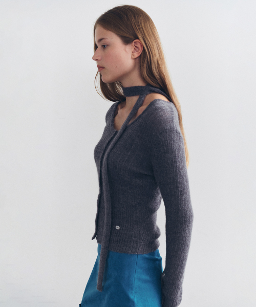 ROLAROLA(ロラロラ)の「TIE SET CARDIGAN CHARCOAL(カーディガン/ボレロ・レディース・チャコール・FREE)」の2枚目の写真