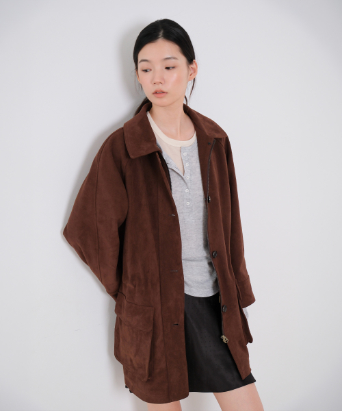MOUI(モウイ)の「String suede jacket (BROWN)(その他アウター・レディース・ブラウン・FREE)」の2枚目の写真