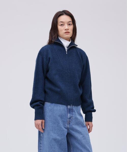 YLEVE(イレーヴ)の「YLEVE / WOOL CASHMERE MELANGE KNIT FULL ZIP PULL OVER(ニット/セーター・レディース・ブラック/ブルー・1)」の2枚目の写真