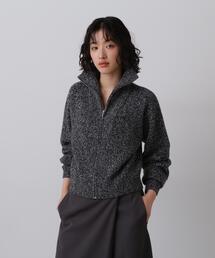 YLEVE / WOOL CASHMERE MELANGE KNIT FULL ZIP PULL OVER
