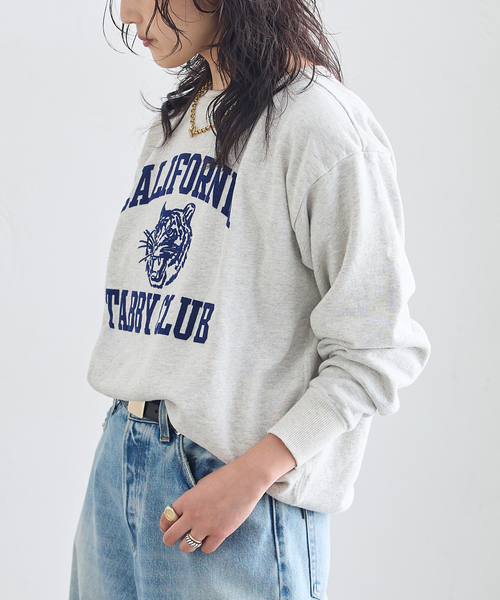 MIXTA(ミクスタ)の「MIXTA/ミクスタ 別注 CALIFORNIA TABBY CLUB CREW スウェット(Tシャツ/カットソー・レディース・ブラック/チャコールグレー/ネイビー・MEDIUM)」の10枚目の写真