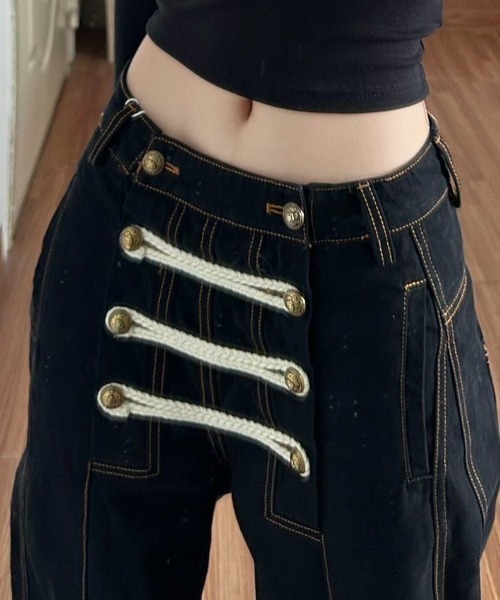 AVYL(アヴィル)の「ナポレオンフロント ワイドワークパンツ(その他パンツ・レディース・ベージュ/ブラック・S/L/M)」の3枚目の写真