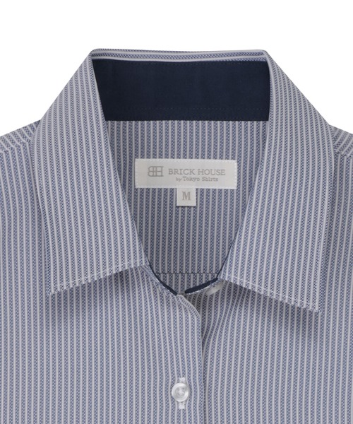 TOKYO SHIRTS（トウキョウシャツ）の「【吸水速乾】【COFREX】 形態安定ノンアイロン レギュラー 長袖ビジネスワイシャツ（ビジネスシャツ・レディース・ネイビー・M/S/L/LL/XL）」の3枚目の写真