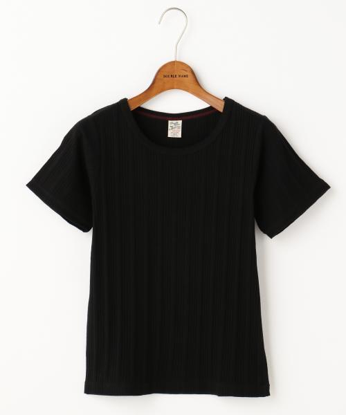 DOUBLE NAME(ダブルネーム)の「テレコ半袖Tシャツ(Tシャツ/カットソー・レディース・ブラック/カーキ/ワイン/オフホワイト・FREE)」の3枚目の写真