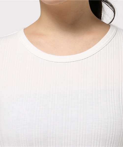 DOUBLE NAME(ダブルネーム)の「テレコ半袖Tシャツ(Tシャツ/カットソー・レディース・ブラック/カーキ/ワイン/オフホワイト・FREE)」の8枚目の写真