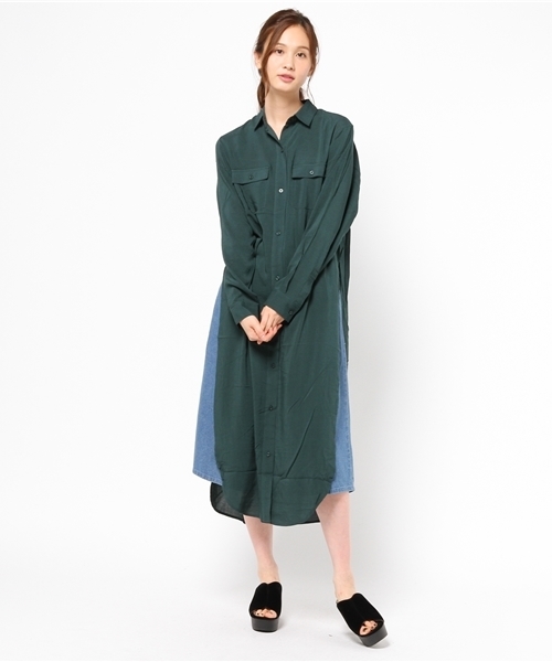 SLY（スライ）の「SIDE SLIT MAXI SH（シャツ/ブラウス・レディース・ベージュ/グレー/ダークグリーン・FREE）」の3枚目の写真