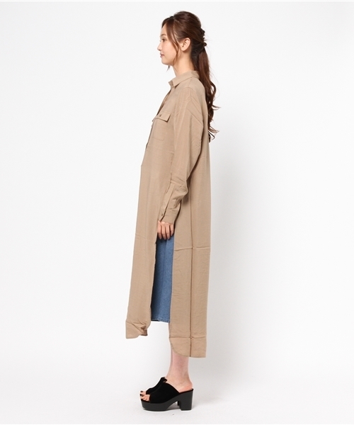 SLY（スライ）の「SIDE SLIT MAXI SH（シャツ/ブラウス・レディース・ベージュ/グレー/ダークグリーン・FREE）」の5枚目の写真