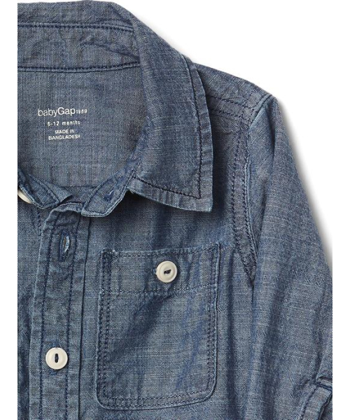 GAP（ギャップ）の「Gap 1969 長袖シャンブレーシャツ（シャツ/ブラウス・キッズ・ブルー・70cm/50cm/80ｃｍ/90cm/60cm）」の4枚目の写真