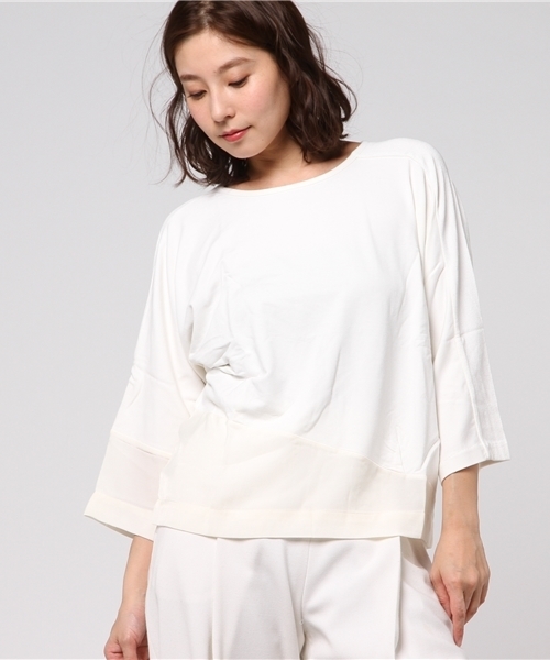 Audition（オーディション）の「M0472 両面裏毛アシンメトリープルオーバー（Tシャツ/カットソー・レディース・ブラック/カーキ/オフホワイト・MEDIUM）」の14枚目の写真