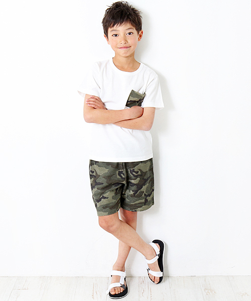 devirock(デビロック)の「総柄裏使いハーフパンツ (その他パンツ・キッズ・ホワイト×ブラック/ホワイト×ネイビー/ネイビー/カモフラージュ/ターコイズブルー/ホワイト系その他/ブルー系その他2/グリーン系その他/レッド系その他/ブルー系その他・100cm/140cm/110cm/130cm/160cm/150cm/120cm)」の16枚目の写真