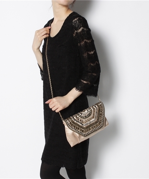 BEAUTY&YOUTH UNITED ARROWS(ビューティーアンドユースユナイテッドアローズ)の「BY メタルプレート フラップチェーンバッグ ◆(クラッチバッグ・レディース・ブラック/ベージュ・フリー)」の8枚目の写真