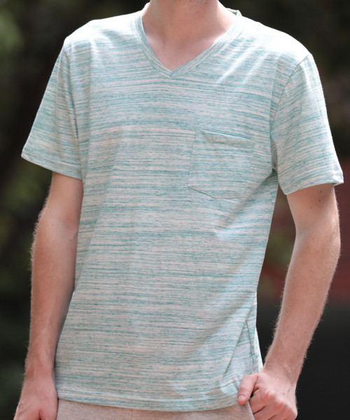 Denime(ドゥニーム)の「ダン染めVネックTシャツ(Tシャツ/カットソー・メンズ・ブルー/グリーン/レッド/ブラック/オートミール・X-LARGE/LARGE/SMALL/MEDIUM)」の22枚目の写真