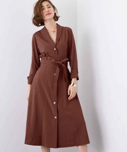 Studious ステュディオス の Studious サッシュベルト付ショールワンピース ワンピース Wear