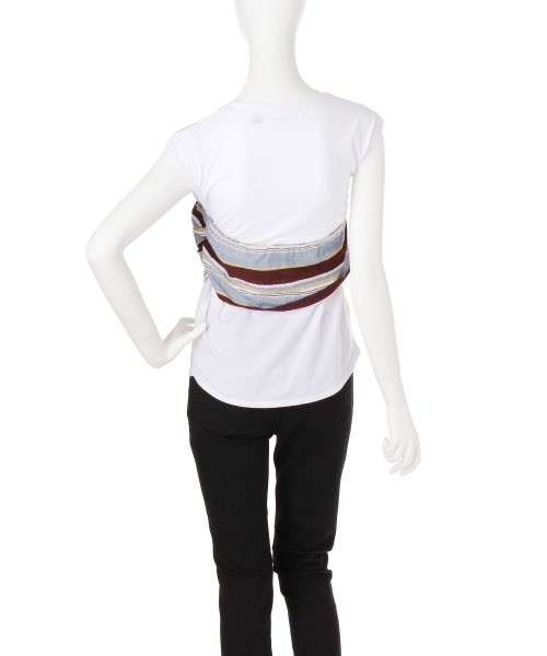 LAGUNAMOON（ラグナムーン）の「ストライプビスチェTシャツ（Tシャツ/カットソー・レディース・グリーン/ボルドー・FREE）」の5枚目の写真