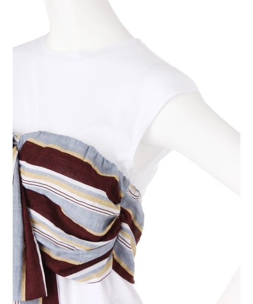 LAGUNAMOON（ラグナムーン）の「ストライプビスチェTシャツ（Tシャツ/カットソー・レディース・グリーン/ボルドー・FREE）」の7枚目の写真