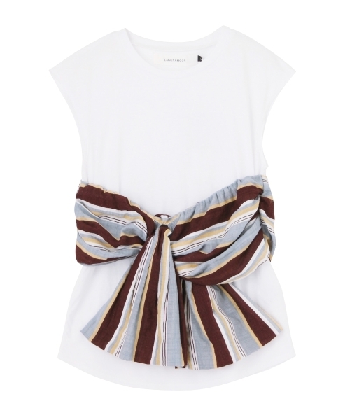 LAGUNAMOON（ラグナムーン）の「ストライプビスチェTシャツ（Tシャツ/カットソー・レディース・グリーン/ボルドー・FREE）」の9枚目の写真