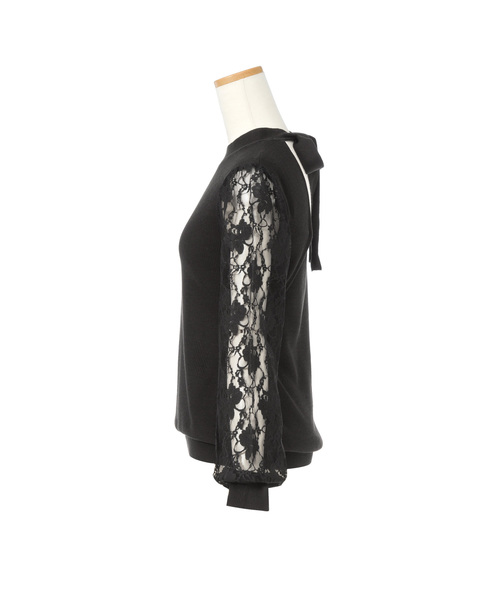 夢展望(ユメテンボウ)の「バックリボン背中開き袖レースニットトップス(ニット/セーター・レディース・ホワイト/ブラック/ピンク・MEDIUM/LARGE/X-LARGE)」の6枚目の写真