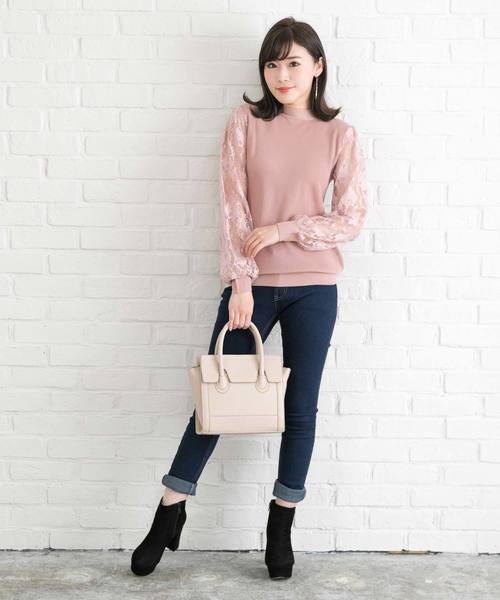 夢展望(ユメテンボウ)の「バックリボン背中開き袖レースニットトップス(ニット/セーター・レディース・ホワイト/ブラック/ピンク・MEDIUM/LARGE/X-LARGE)」の9枚目の写真