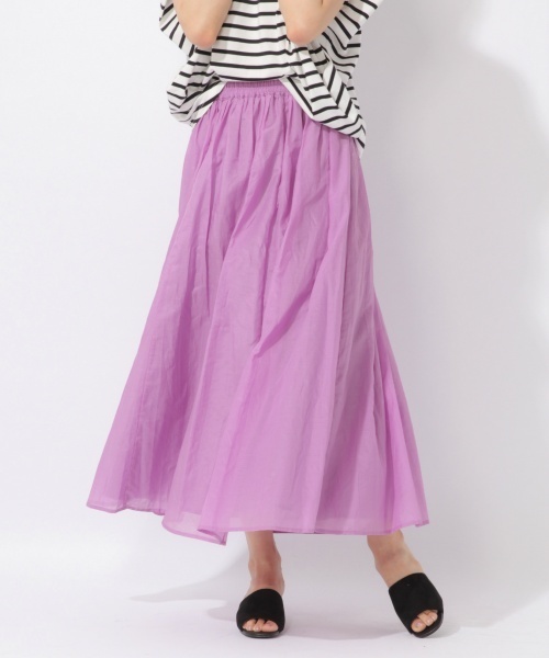 laboratory work（ラボラトリーワーク）の「コットンシルクカラーマキシスカート【WEB限定カラーあり】（スカート・レディース・グリーン/ピンク/イエロー/ネイビー/ラベンダー/ブルー系その他・M/MEDIUM）」の6枚目の写真