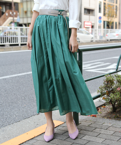 laboratory work（ラボラトリーワーク）の「コットンシルクカラーマキシスカート【WEB限定カラーあり】（スカート・レディース・グリーン/ピンク/イエロー/ネイビー/ラベンダー/ブルー系その他・M/MEDIUM）」の3枚目の写真