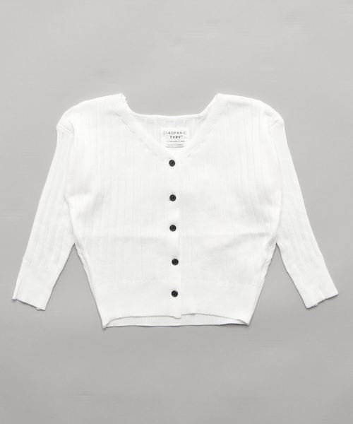 CIAOPANIC TYPY（チャオパニックティピー）の「【ママとお揃い】ウォッシャブルニットカーディガン（カーディガン/ボレロ・キッズ・ブラック/ホワイト/イエロー/ピンク/サックスブルー・100/150/120/110/130/140）」の2枚目の写真