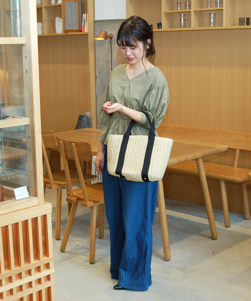 PASSE-DIX（パスディス）の「PASSE-DIX / パスディス　テープハンドルかごバッグ（かごバッグ・レディース・アイボリー/ベージュ/ブラック系その他/ゴールド/その他・FREE）」の12枚目の写真