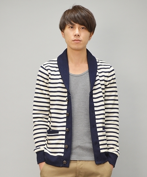 SHIPS JET BLUE（シップスジェットブルー）の「JB: ピケ/ショールカーディガン（カーディガン/ボレロ・メンズ・グリーン/ブルー/ネイビー・SMALL/MEDIUM/LARGE）」の3枚目の写真