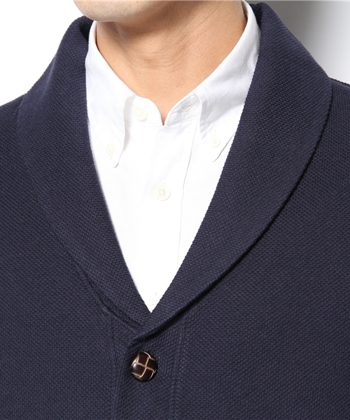SHIPS JET BLUE（シップスジェットブルー）の「JB: ピケ/ショールカーディガン（カーディガン/ボレロ・メンズ・グリーン/ブルー/ネイビー・SMALL/MEDIUM/LARGE）」の8枚目の写真