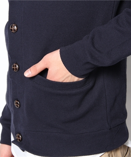 SHIPS JET BLUE（シップスジェットブルー）の「JB: ピケ/ショールカーディガン（カーディガン/ボレロ・メンズ・グリーン/ブルー/ネイビー・SMALL/MEDIUM/LARGE）」の9枚目の写真