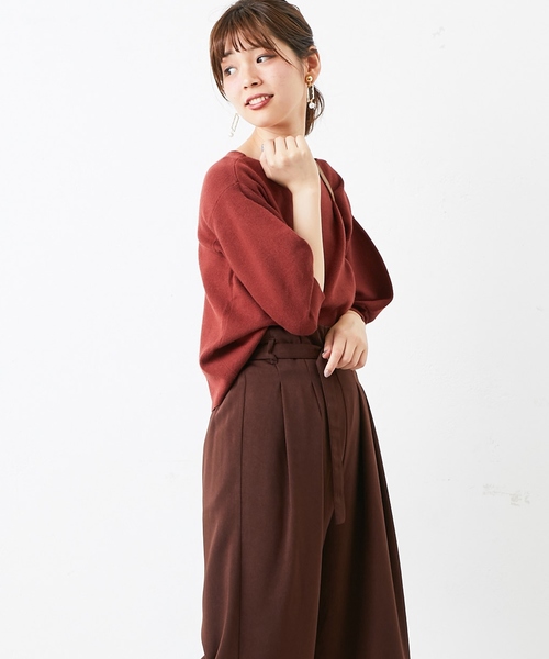 natural couture（ナチュラルクチュール）の「バルーン袖前後2WAY（ニット/セーター・レディース・ブラック/ベージュ/イエロー/アイボリー/レンガ・FREE）」の5枚目の写真