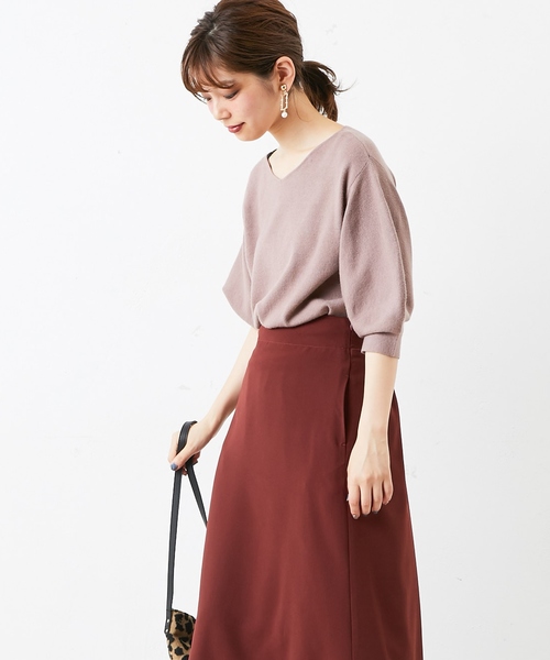 natural couture（ナチュラルクチュール）の「バルーン袖前後2WAY（ニット/セーター・レディース・ブラック/ベージュ/イエロー/アイボリー/レンガ・FREE）」の12枚目の写真