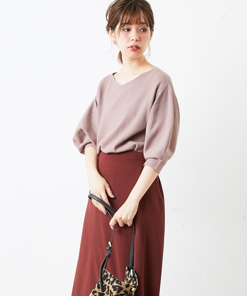 natural couture（ナチュラルクチュール）の「バルーン袖前後2WAY（ニット/セーター・レディース・ブラック/ベージュ/イエロー/アイボリー/レンガ・FREE）」の13枚目の写真