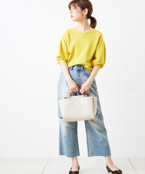 natural couture（ナチュラルクチュール）の「バルーン袖前後2WAY（ニット/セーター・レディース・ブラック/ベージュ/イエロー/アイボリー/レンガ・FREE）」の14枚目の写真