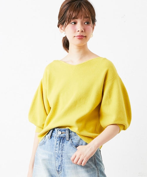 natural couture（ナチュラルクチュール）の「バルーン袖前後2WAY（ニット/セーター・レディース・ブラック/ベージュ/イエロー/アイボリー/レンガ・FREE）」の15枚目の写真