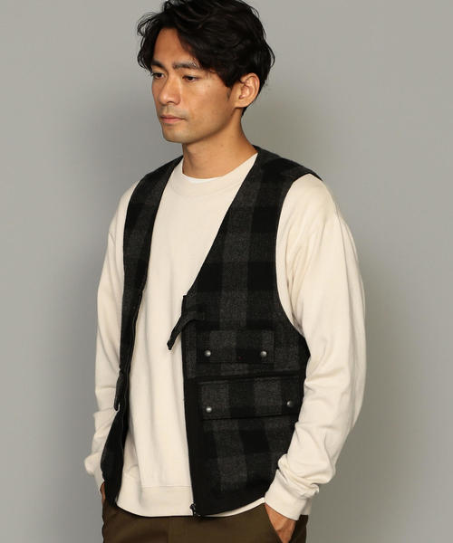 green label relaxing（グリーンレーベルリラクシング）の「SC チェックコンビ ワークベスト ◆（ベスト・メンズ・ダークグレー/レッド・L/M）」の2枚目の写真