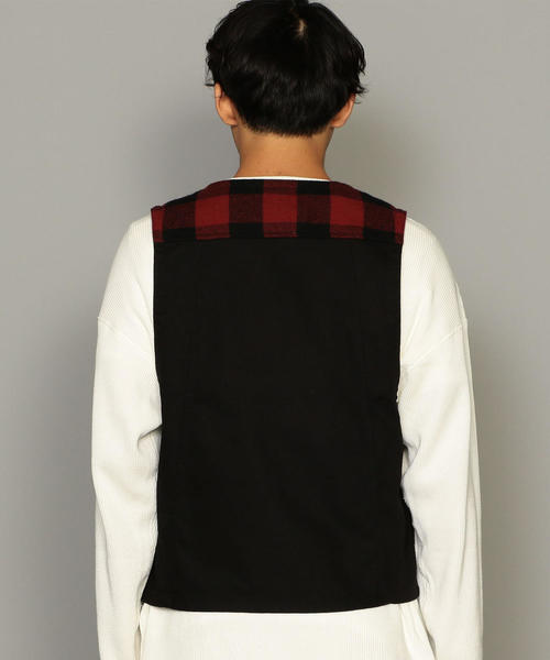 green label relaxing（グリーンレーベルリラクシング）の「SC チェックコンビ ワークベスト ◆（ベスト・メンズ・ダークグレー/レッド・L/M）」の4枚目の写真