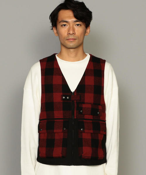 green label relaxing（グリーンレーベルリラクシング）の「SC チェックコンビ ワークベスト ◆（ベスト・メンズ・ダークグレー/レッド・L/M）」の10枚目の写真