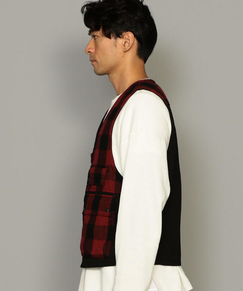 green label relaxing（グリーンレーベルリラクシング）の「SC チェックコンビ ワークベスト ◆（ベスト・メンズ・ダークグレー/レッド・L/M）」の11枚目の写真